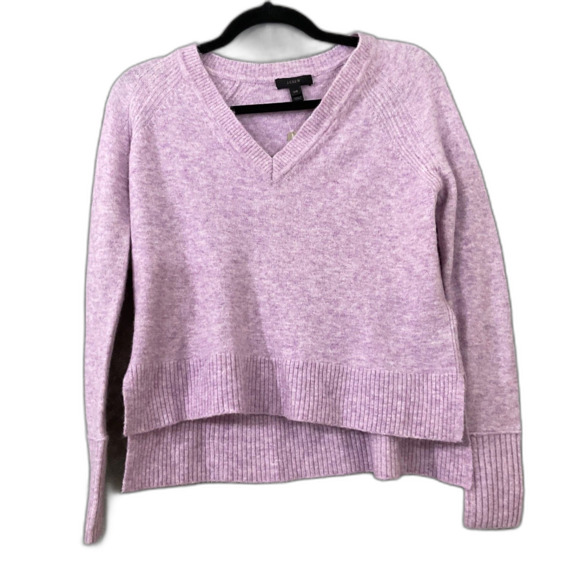 NWT J. Crew V-neck Sweater Alpaca Wool Blend women’s XXS light purple soft - Picture 2 of 13